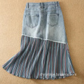 Ladies denim contrast color skirt